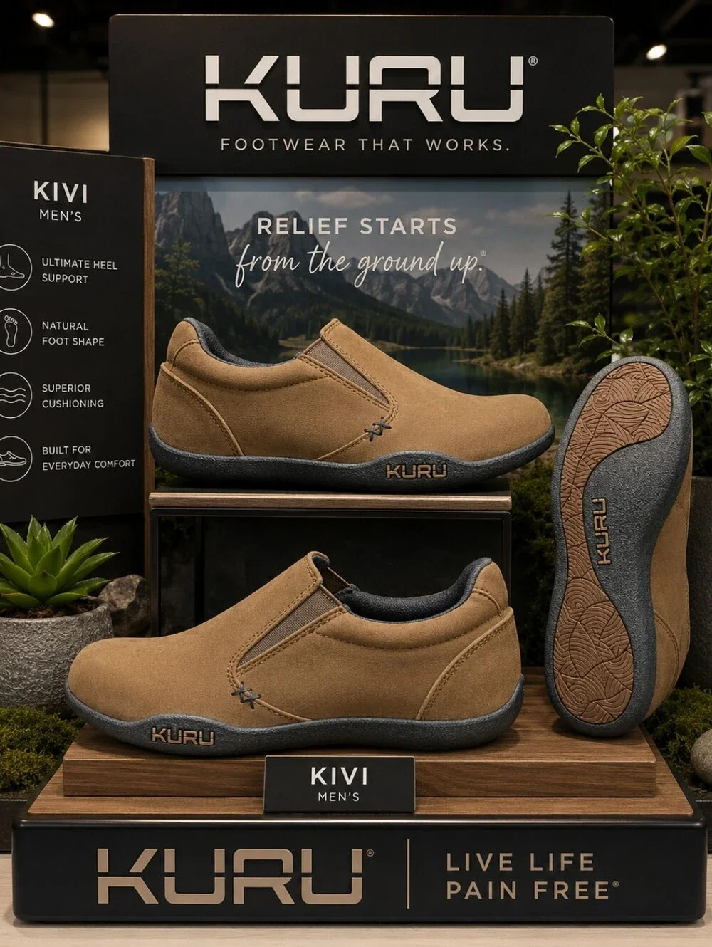 KURU KIVI • MEN'S 8 WIDE • NEW • COMFORT SUPPORT SLIP-ON